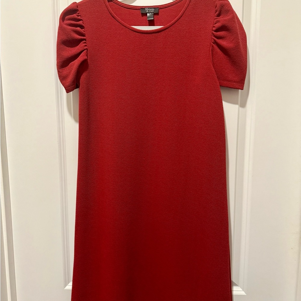 Elegant Red Puff Sleeve Dress